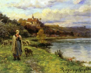 Woman by the Water by Daniel Ridgway Knight Oil Painting
