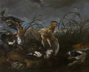 Bittern and Ducks Startled by Dogs by Daniel Schultz Oil Painting