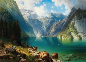 A View of Lake KOnigssee Oil painting by Daniel Somogyi