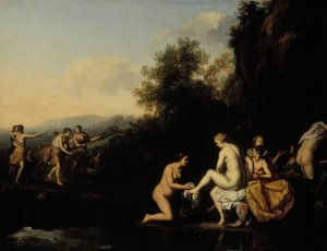 Diana With Bathing Nymphs by Daniel Vertangen Oil Painting