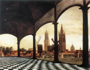 A View of Delft through an Imaginary Loggia by Daniel Vosmaer - Oil Painting Reproduction