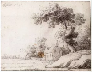 Landscape with a Tall Tree on the Right by Daniel Vosmaer Oil Painting