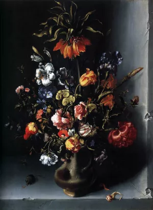 Still-Life of Flowers with a Fritillary in a Stone Niche by Daniel Vosmaer Oil Painting