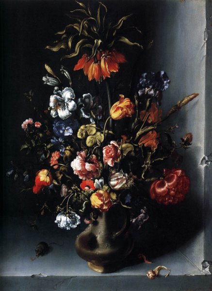 Still-Life of Flowers with a Fritillary in a Stone Niche