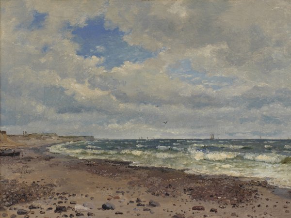 A Beach with Dunes. The West Coast of Jutland  by Dankvart Dreyer - Hand-Painted Oil Painting Reproduction