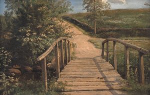 Bridge over a Stream in Assens, Funen by Dankvart Dreyer Oil Painting