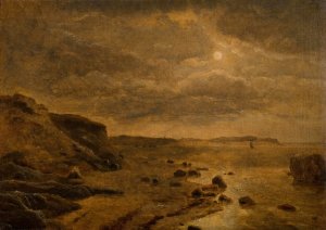 Moonlight. The west coast of Jutland at Bovbjerg by Dankvart Dreyer Oil Painting