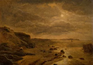 Moonlight. The west coast of Jutland at Bovbjerg by Dankvart Dreyer Oil Painting