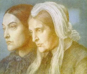 Christina and Frances Rossetti Oil painting by Dante Gabriel Rossetti