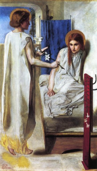 Main Product Photo of Ecce Ancilla Domini! also known as The Anunciation Painting by Dante Gabriel Rossetti