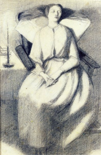 Main Product Photo of Elizabeth Siddal Seated in a Chair Painting by Dante Gabriel Rossetti