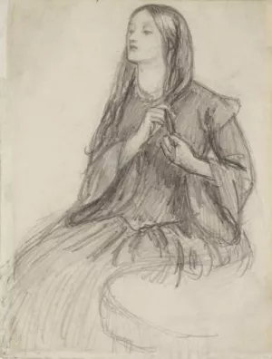 Elizabeth Siddall Plaiting Her Hair Oil painting by Dante Gabriel Rossetti