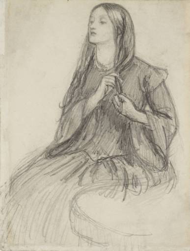Elizabeth Siddall Plaiting Her Hair by Dante Gabriel Rossetti - Hand-Painted Oil Painting Reproduction