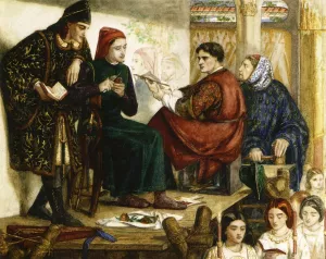 Giotto Painting the Portrait of Dante Oil painting by Dante Gabriel Rossetti