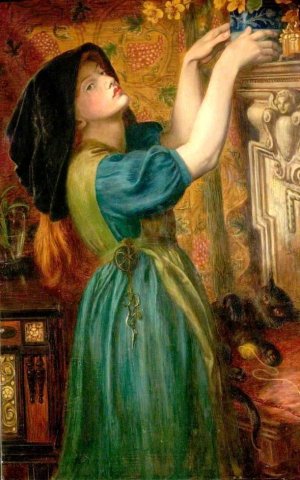 Marigolds also known as The Bower Maiden Oil painting by Dante Gabriel Rossetti