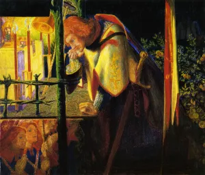 Sir Galahad at the Ruined Chapel by Dante Gabriel Rossetti - Oil Painting Reproduction