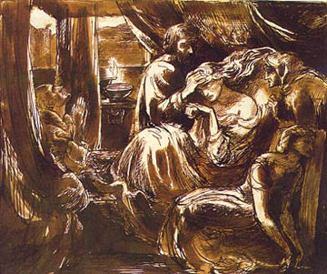 Main Product Photo of Study for the Death of Lady Macbeth Painting by Dante Gabriel Rossetti