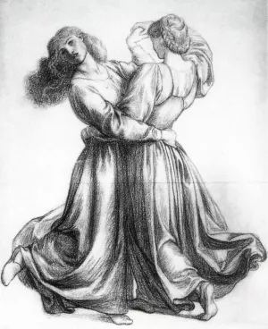 The Bower Meadow - Study also known as Study of Dancing Girls by Dante Gabriel Rossetti Oil Painting