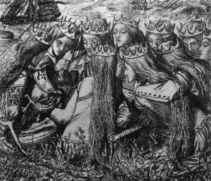 The King Arthur and the Weeping Queens by Dante Gabriel Rossetti Oil Painting