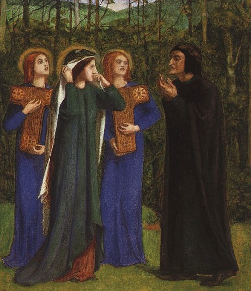 Main Product Photo of The Meeting of Dante and Beatrice in Paradise Painting by Dante Gabriel Rossetti