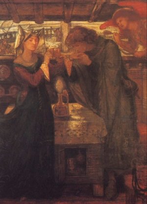 Tristram and Isolde Drinking the Love Potion by Dante Gabriel Rossetti Oil Painting