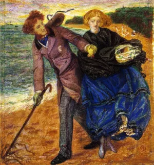 Writing on the Sand by Dante Gabriel Rossetti - Oil Painting Reproduction