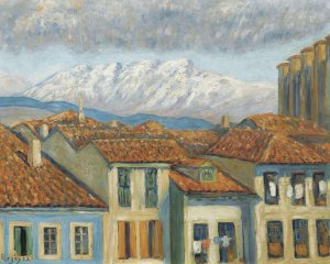 Renteria and the mountains ofAya by Dario De Regoyos Oil Painting