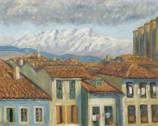 Renteria and the mountains ofAya by Dario De Regoyos - Hand-Painted Oil Painting Reproduction