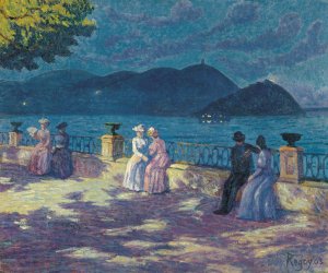 The Concha, Night-time by Dario De Regoyos Oil Painting