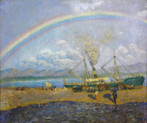 The Downpour. Santona Bay by Dario De Regoyos Oil Painting