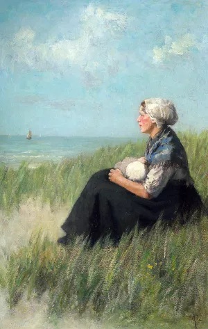 Mother and Child in the Dunes by David Adolf Constant Artz - Oil Painting Reproduction