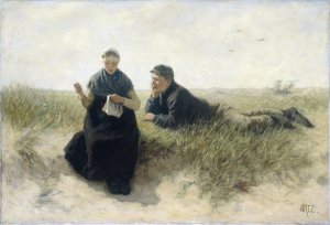 Boy and Girl in the Dunes by David Adolph Constant Artz Oil Painting
