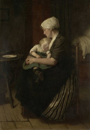 Lulled to Sleep by David Adolph Constant Artz Oil Painting