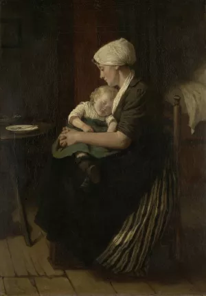 Lulled to Sleep by David Adolph Constant Artz Oil Painting
