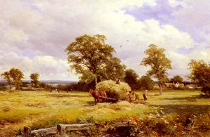A Warwickshire Hayfield by David Bates Oil Painting