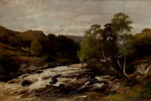 After a Spate on the Lledr by David Bates Oil Painting
