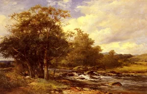 Resting Beside A River by David Bates - Oil Painting Reproduction