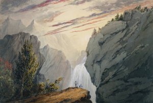 At the Waterfall by David Claypoole Johnston Oil Painting