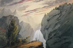 At the Waterfall by David Claypoole Johnston Oil Painting