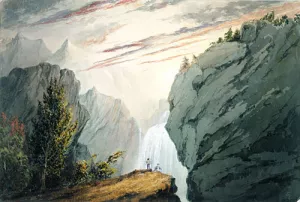 At the Waterfall by David Claypoole Johnston - Oil Painting Reproduction