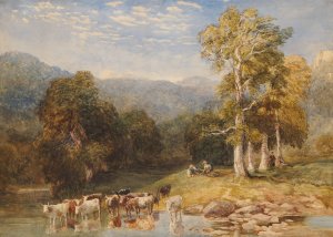 Junction of the Llugwy and Conway by David Cox Jnr Oil Painting
