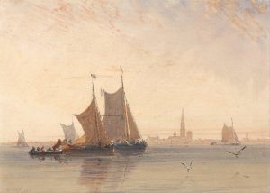 Antwerp, Morning by David Cox Oil Painting