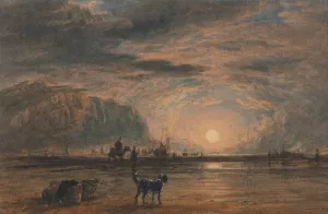Beach Scene, Sunrise by David Cox Oil Painting