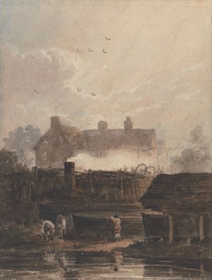 Boat Building, Dockyard at Birmingham by David Cox Oil Painting