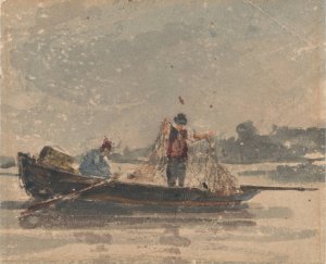 Fishermen Drawing a Net by David Cox Oil Painting