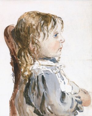 Girl in a Pinafore by David Cox Oil Painting