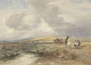 Landschap met reizigers by David Cox Oil Painting