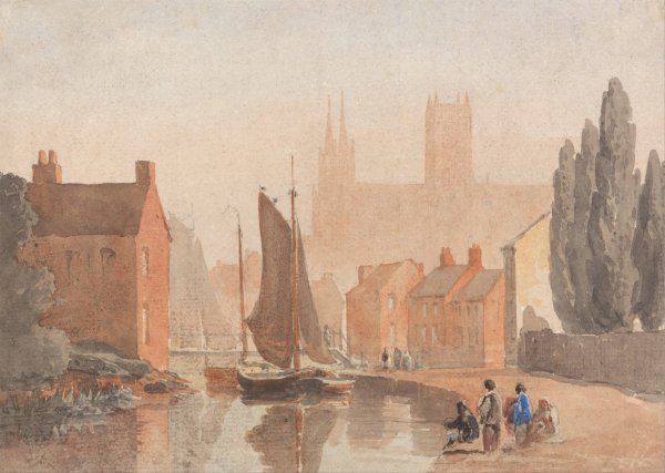 Main Product Photo of Lincoln Cathedral from Brayford Pool  Painting by David Cox