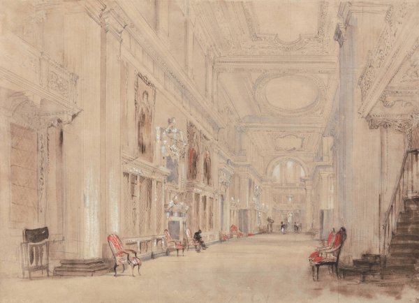 Main Product Photo of Long Library at Blenheim Palace  Painting by David Cox
