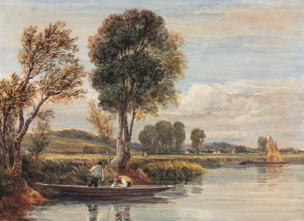 On the Thames  by David Cox - Hand-Painted Oil Painting Reproduction